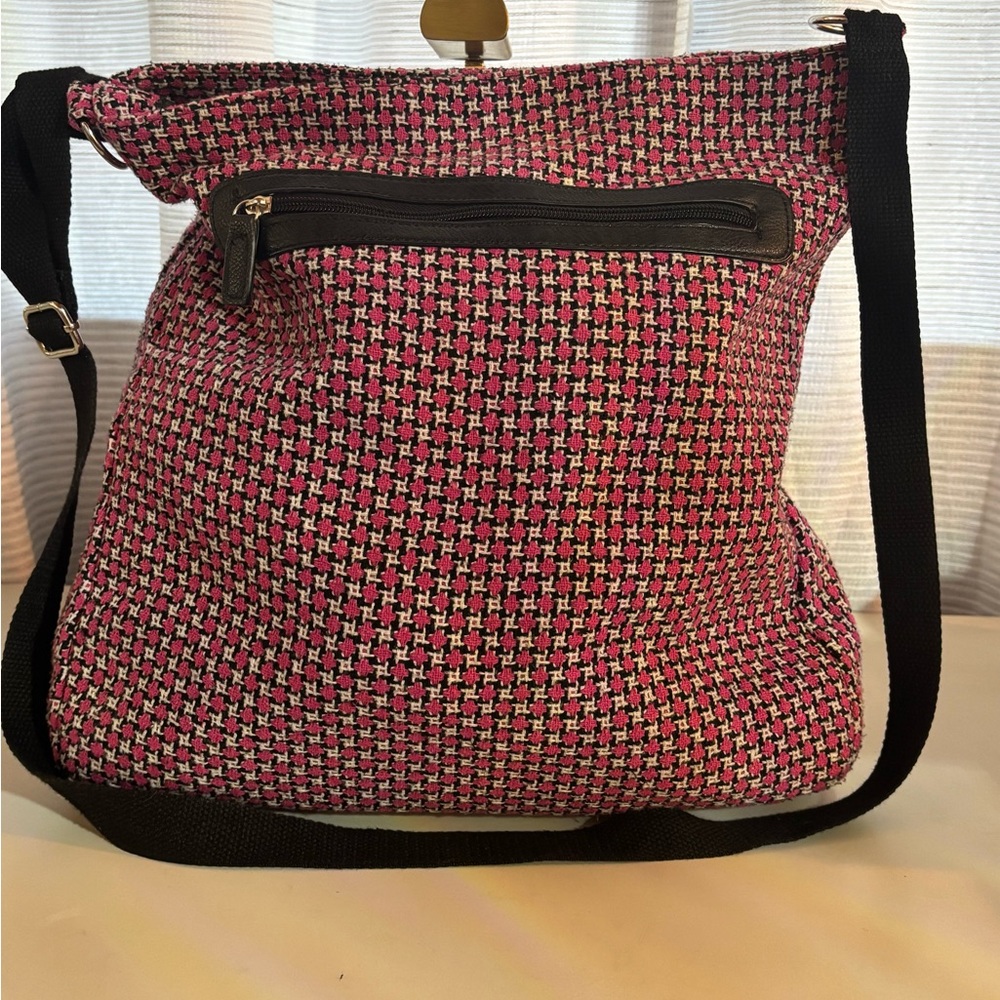 Elegant Dark Pink and Black Crossbody Bag